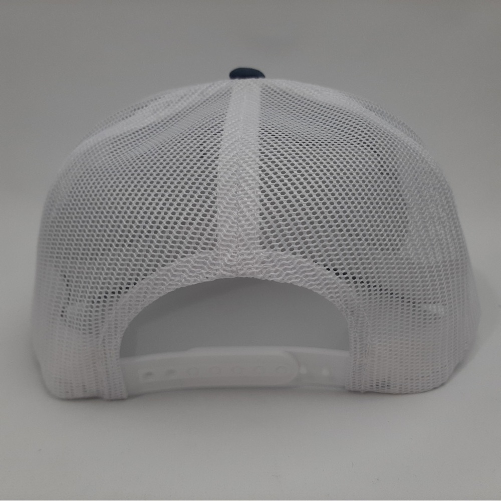 Goodyear Flat Bill Trucker Mesh Snapback Hat Cap Embroidered Blue White - Picture 4 of 4